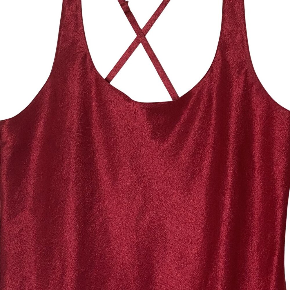 Victoria’s Secret Gold Label Red Satin Lace Slip Dress 80s Vintage M - Picture 4 of 7